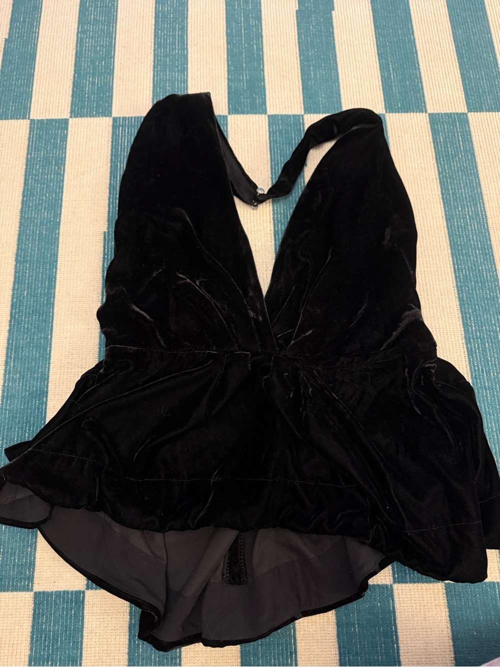 Free People Black Velvet Plunge Slip